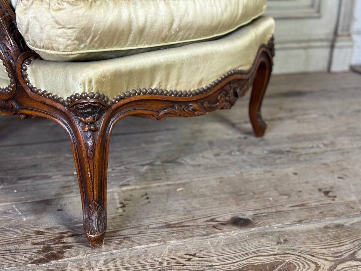 Pair Of Louis XV Style Bergeres In Finely Carved Walnut Around 1920