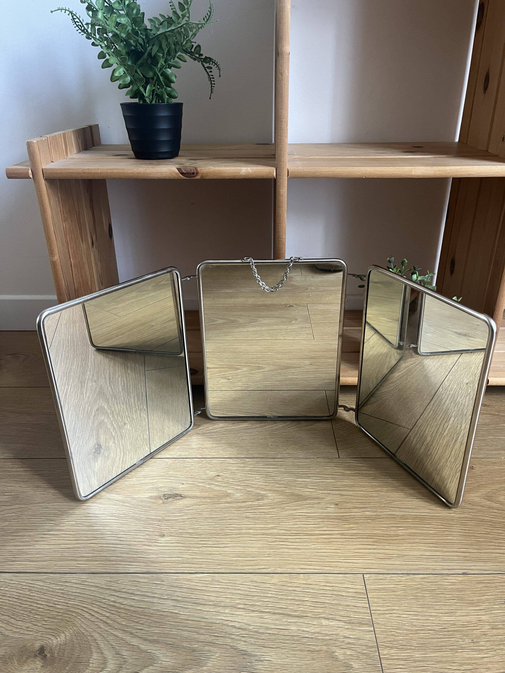 Vintage barber triptych mirror