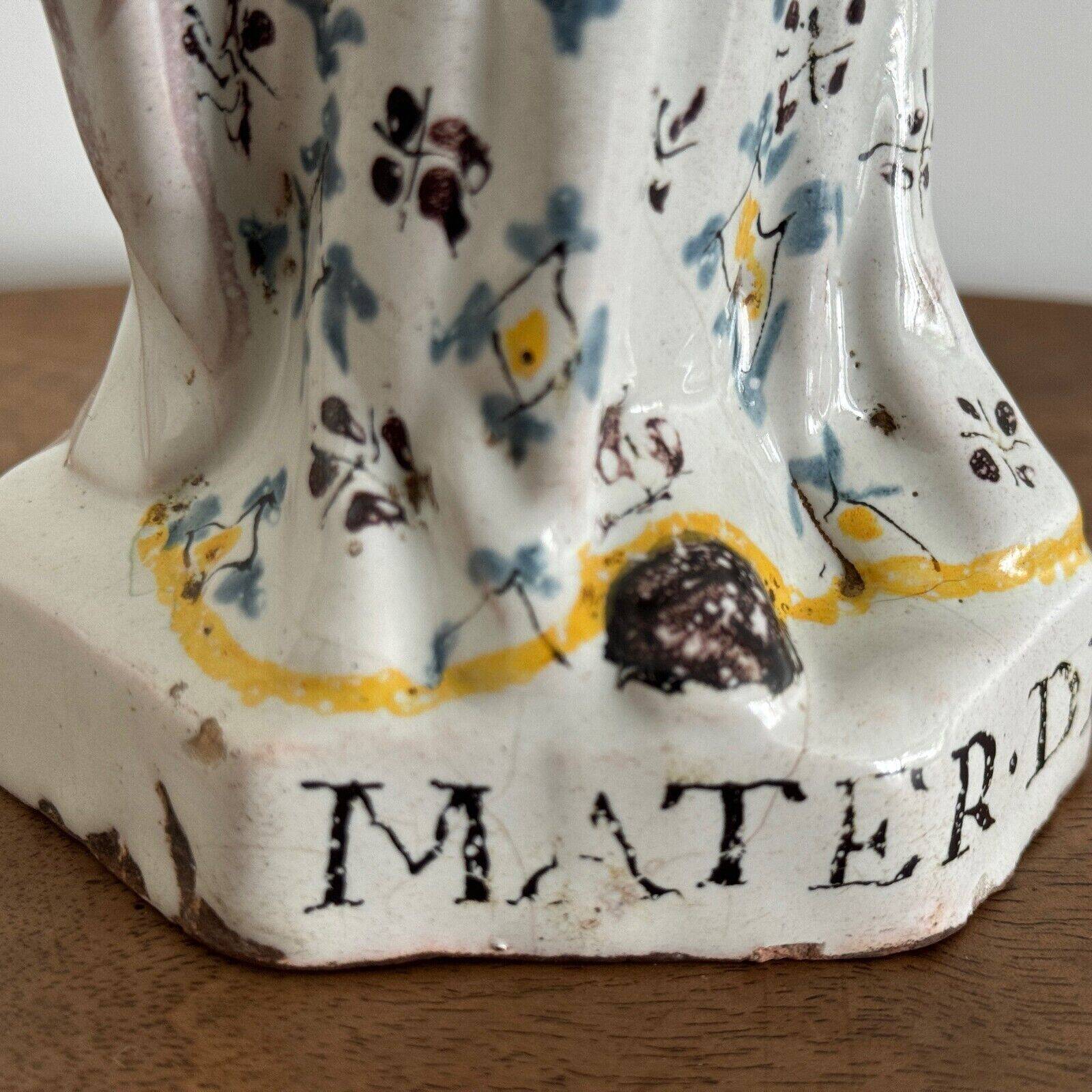 18th century earthenware Virgin Mary Mater Dei