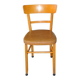 Vintage chair in brown faux leather and light wood, 1960s, padded seat.