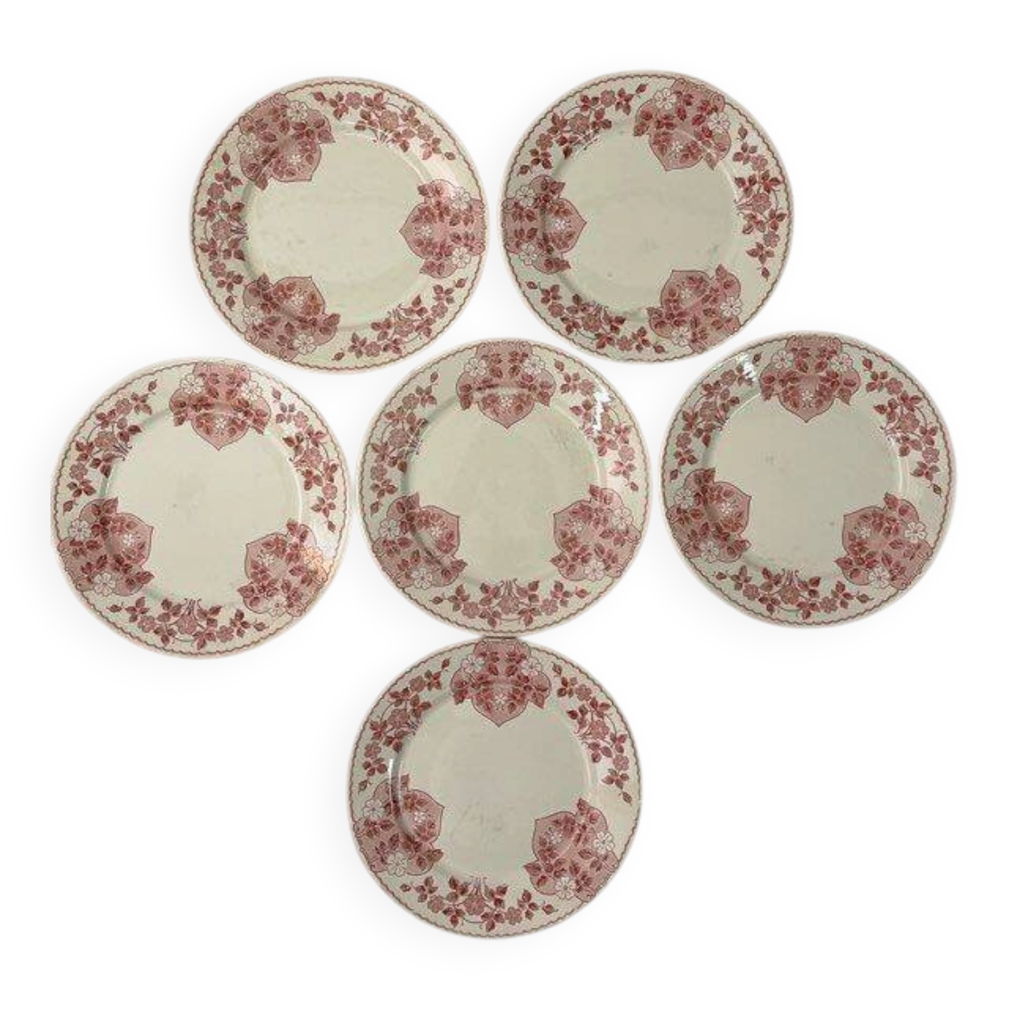 6 assiettes plates Terre de Fer U&C Sarreguemines – Modèle Biarritz