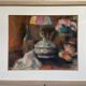 Still life with lamp, signed pastel