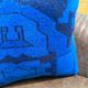 Vintage Turkish Rug Cushion, Handmade Electric Blue Geometric Wool Pillow