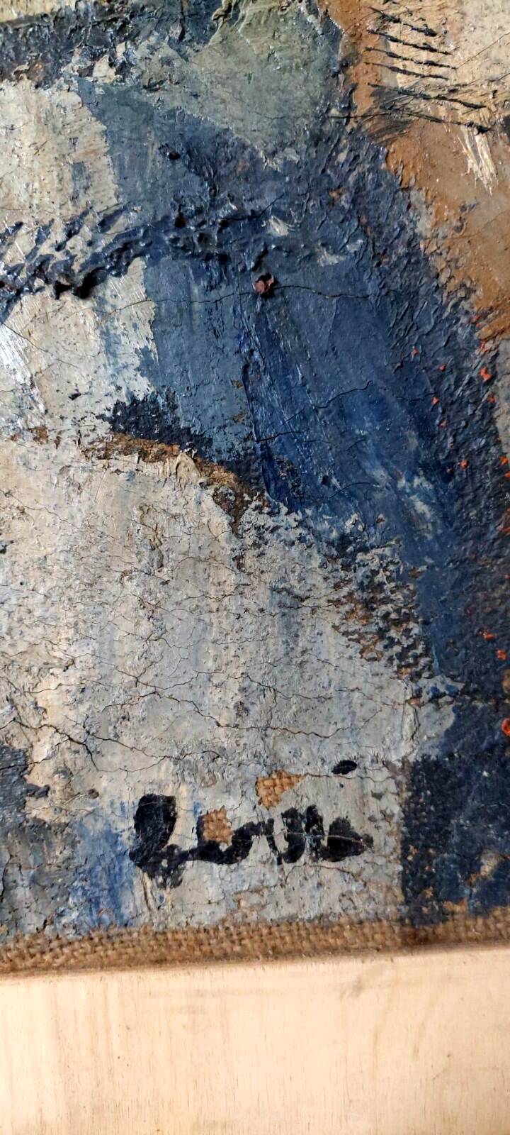 Large oil on canvas Ferruccio Ferri - 1955 - "The Fisherman" canvas 105x75 cm