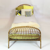 Cot basket rattan of the 1960s