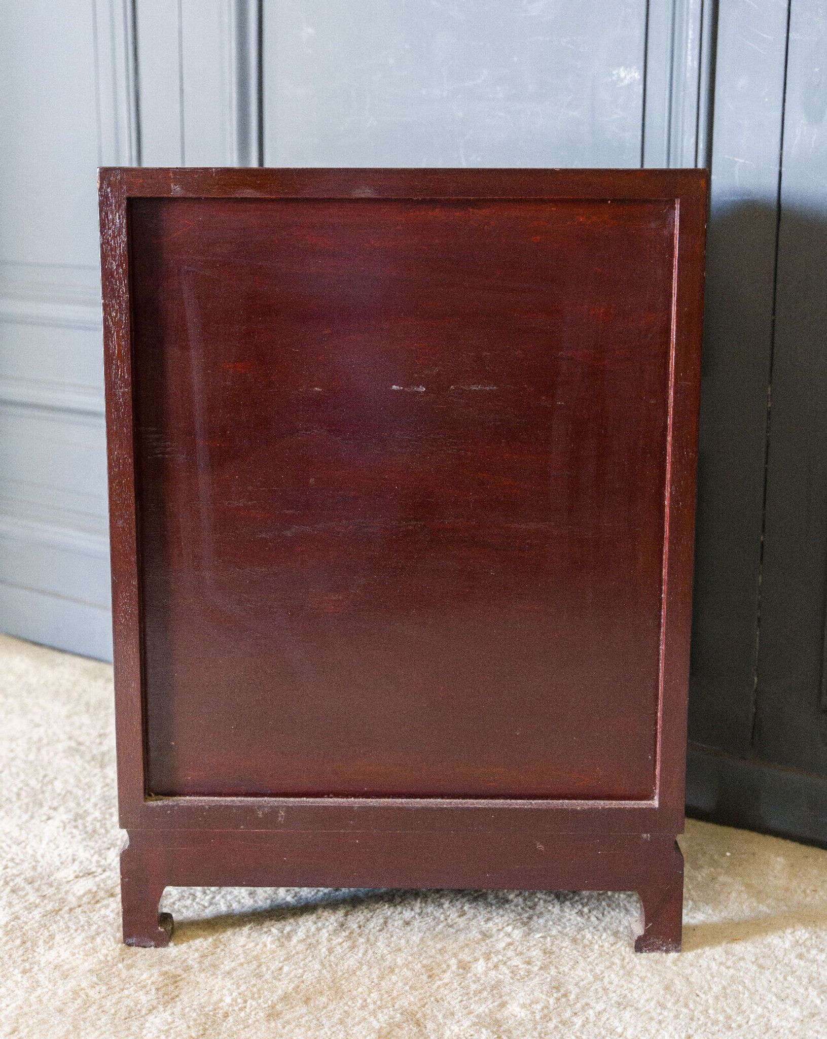 Chinese furniture XXth Red lacquer Decor of branches and birds