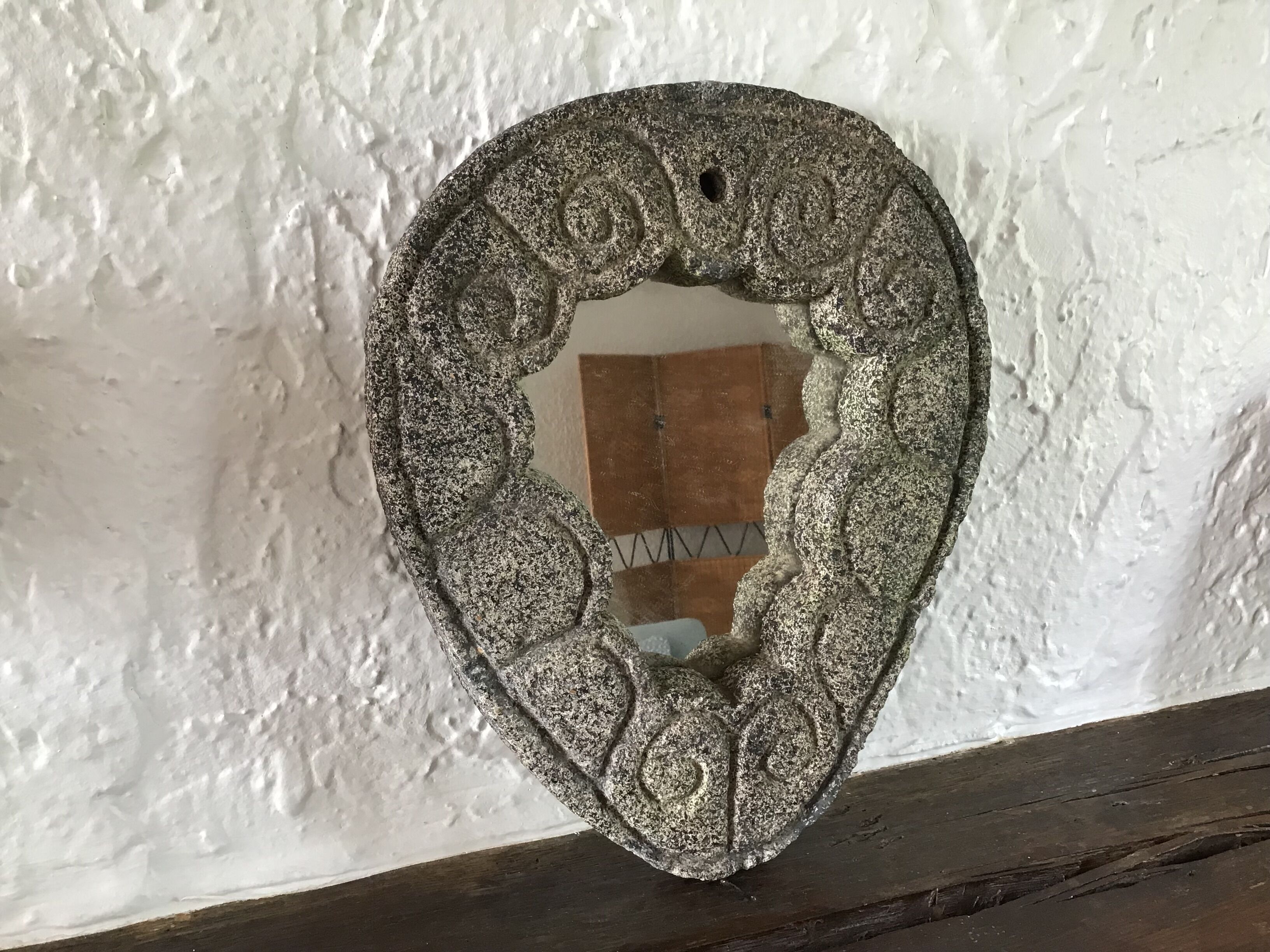 Brutalist ceramic mirror year 50 vintage