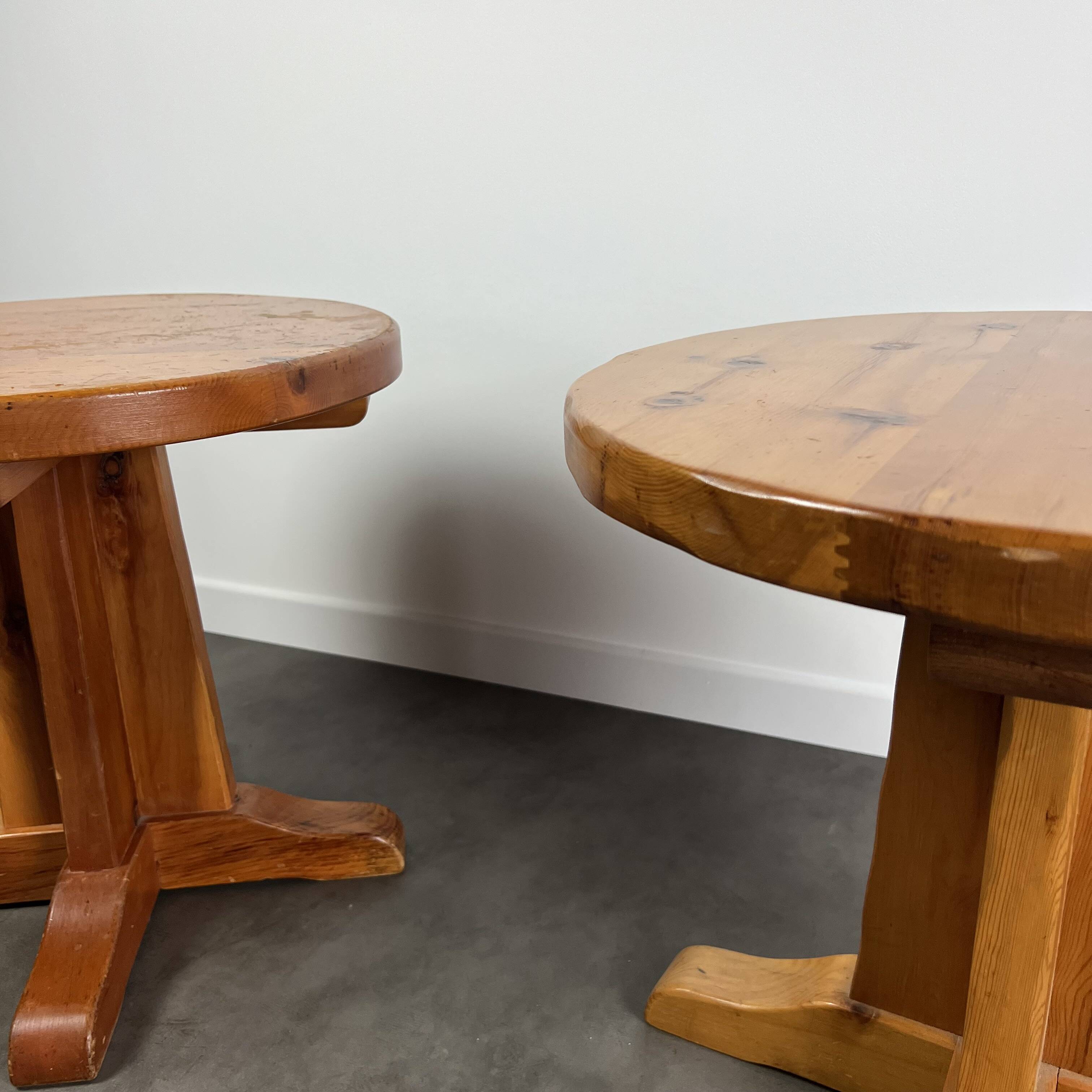Pair of antique round coffee tables
