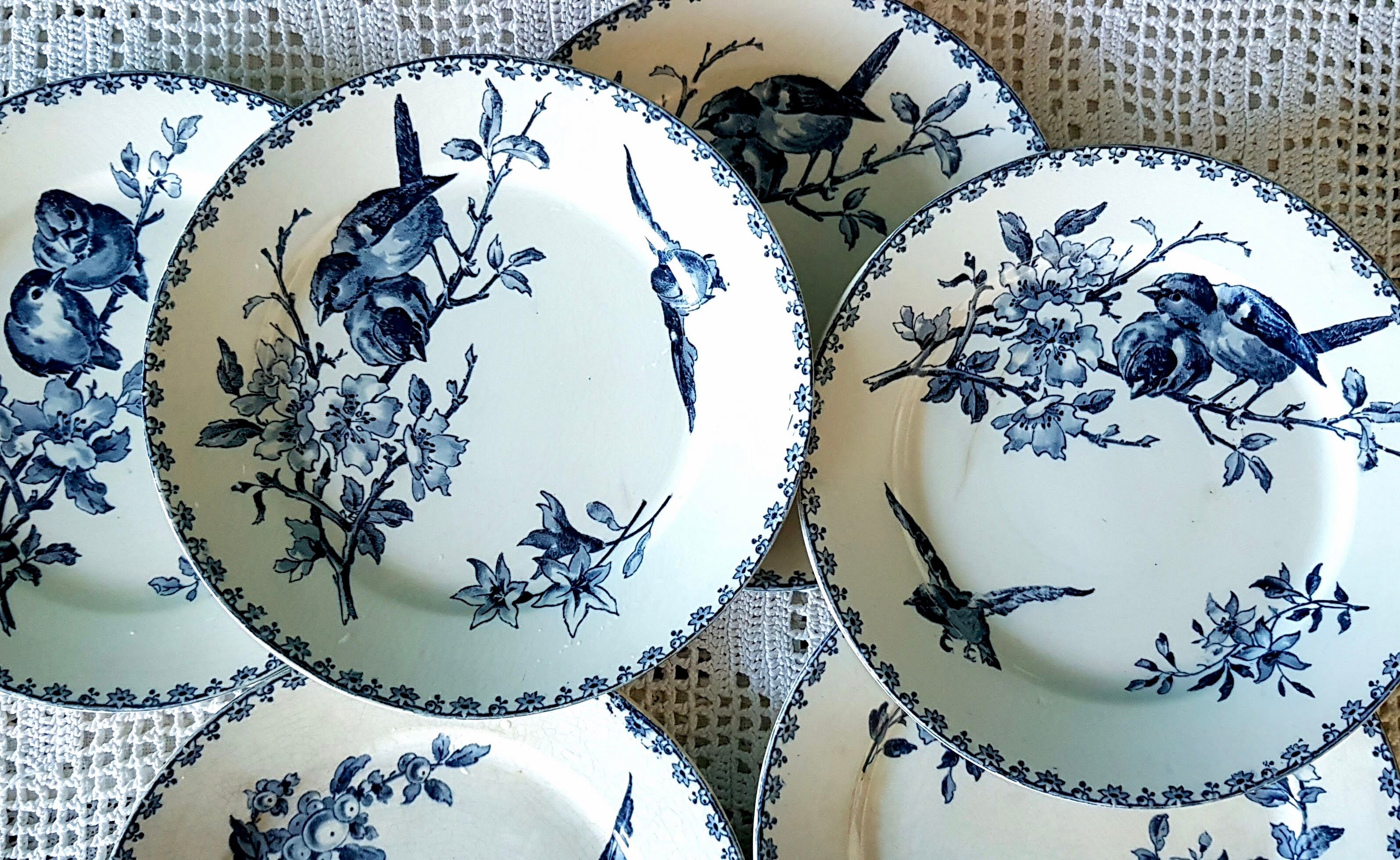 Sarreguemines set of 6 dessert plates model blue favorite