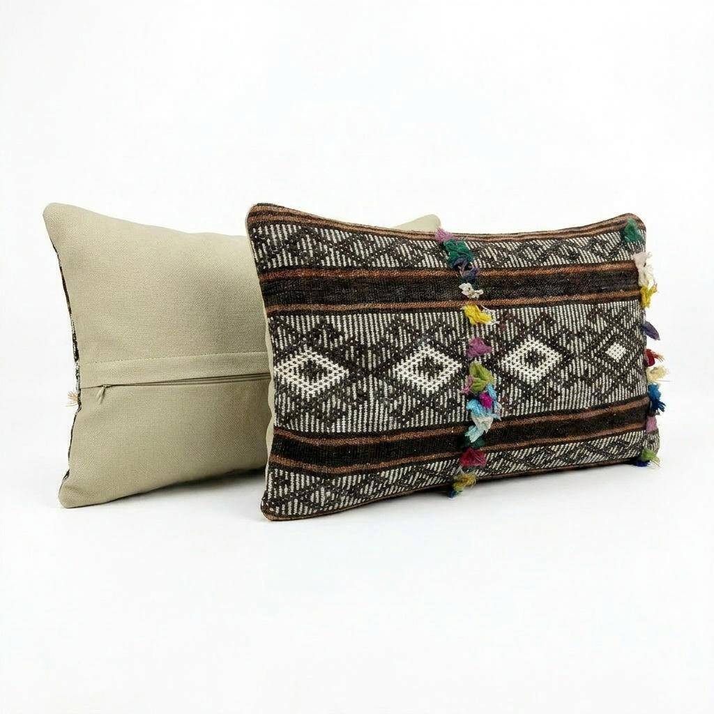 Set of 2 vintage kilim cushion covers 38x61 cm