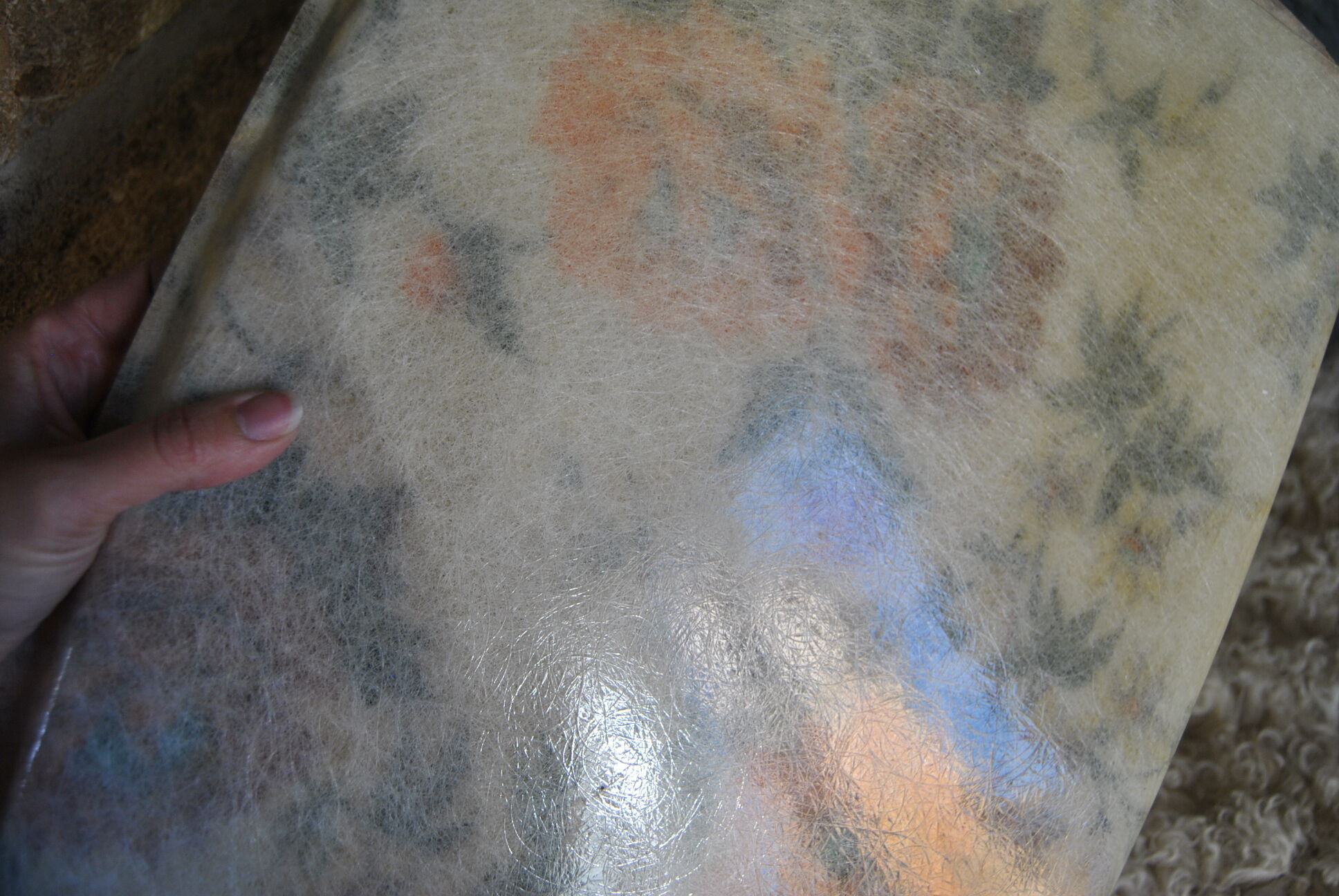 Orange fiberglass flower patterned top 70s