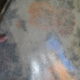 Orange fiberglass flower patterned top 70s