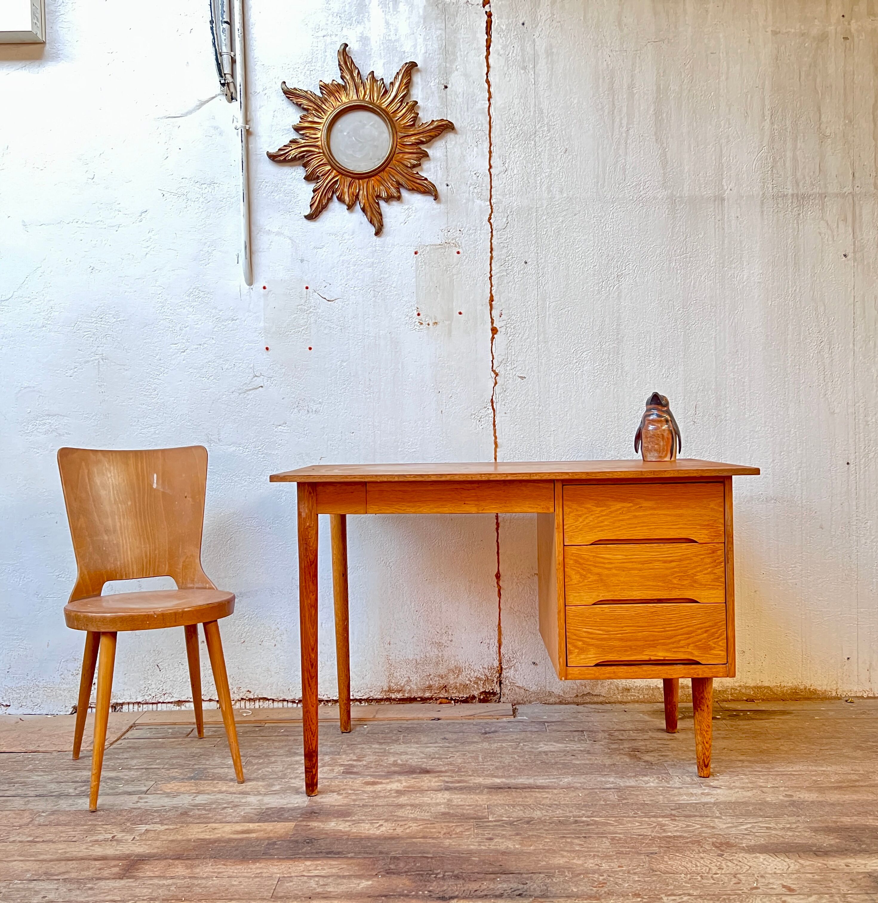 Scandinavian oak desk 1950 1960