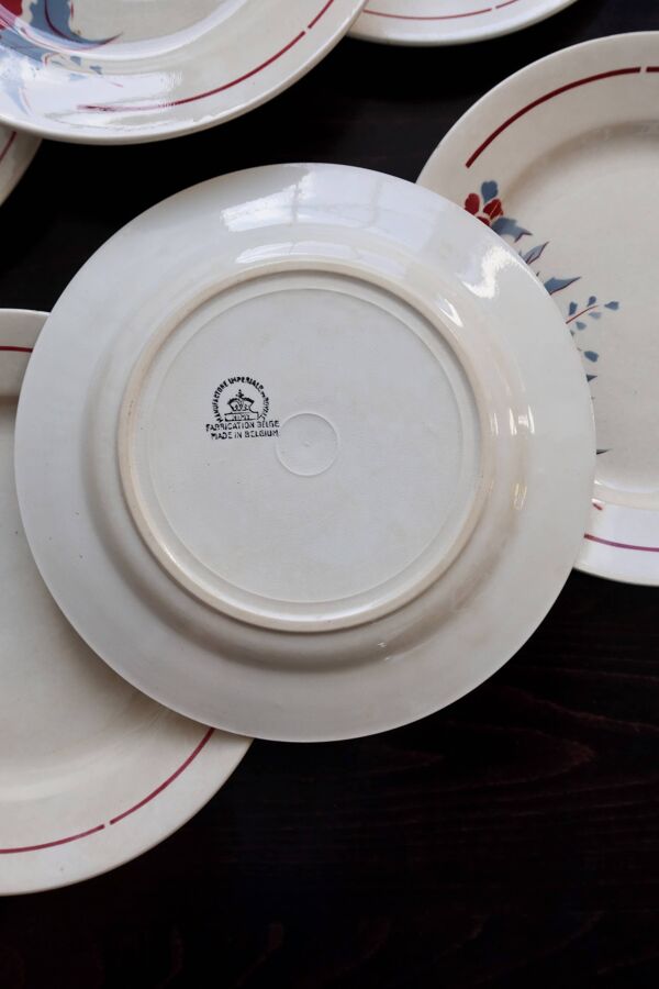 6 assiettes plates vintage – Faïencerie de Nimy