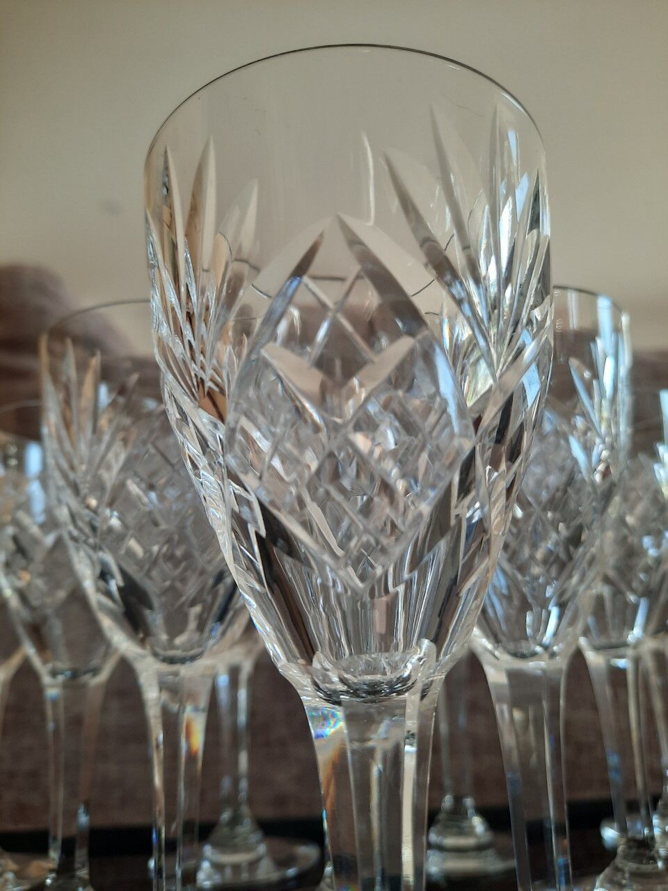 Set of 10 antique crystal glasses