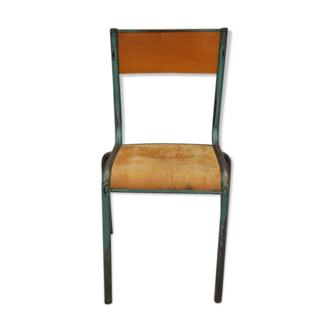 Ancienne chaise d'école en tube et bois
