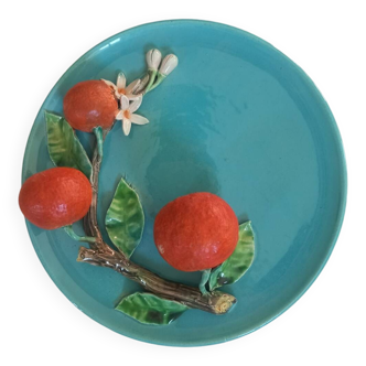 Assiette barbotine trompe l'oeil Perret Gentil