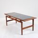 Teak and frosted glass coffee table, Italy 1960.