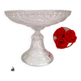 Compotier ancien en verre pressé moulé Portieux