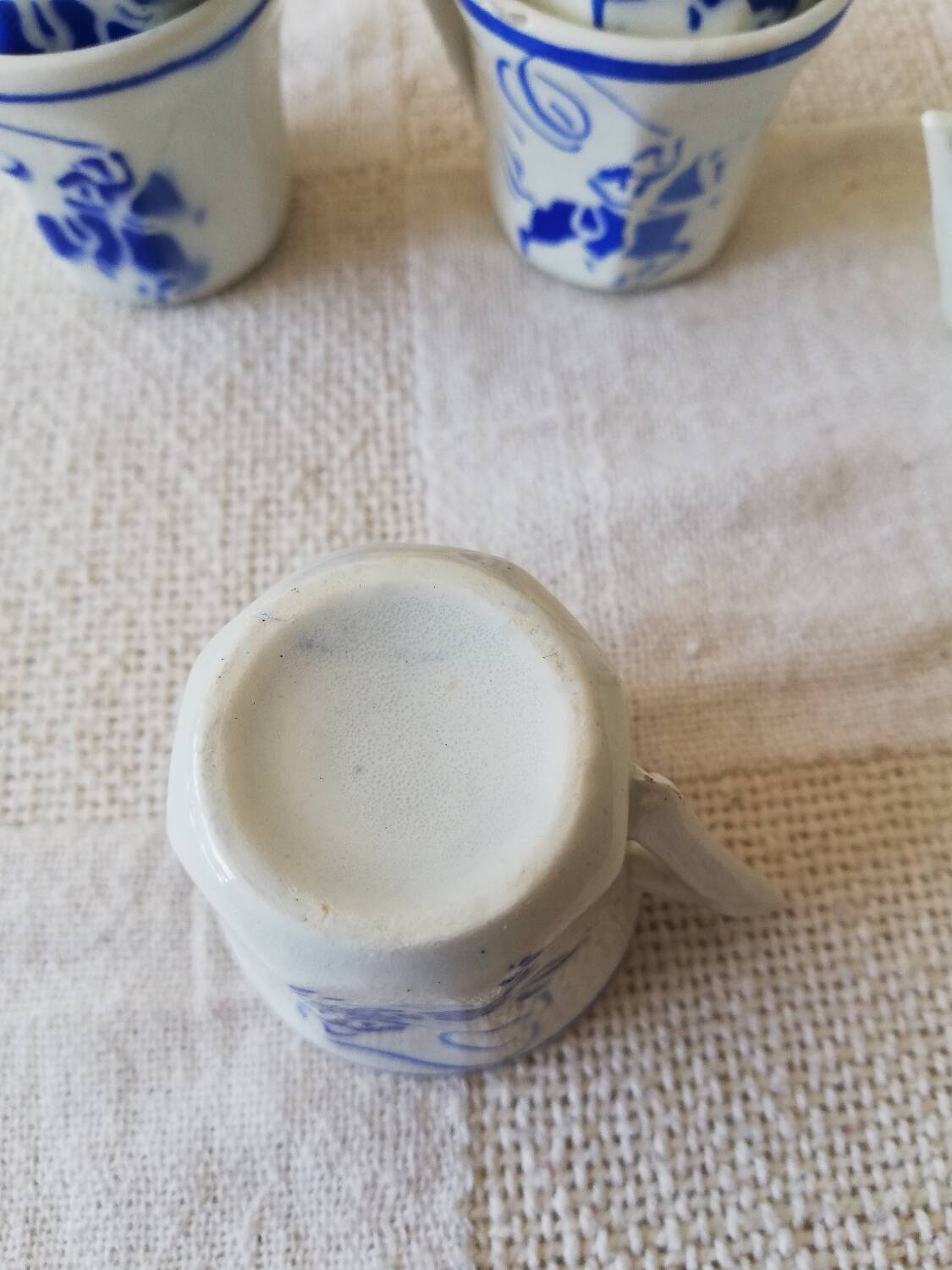 Vintage Porcelain Dinner Set 7 Small Cups with Horseman and Lasso Motif