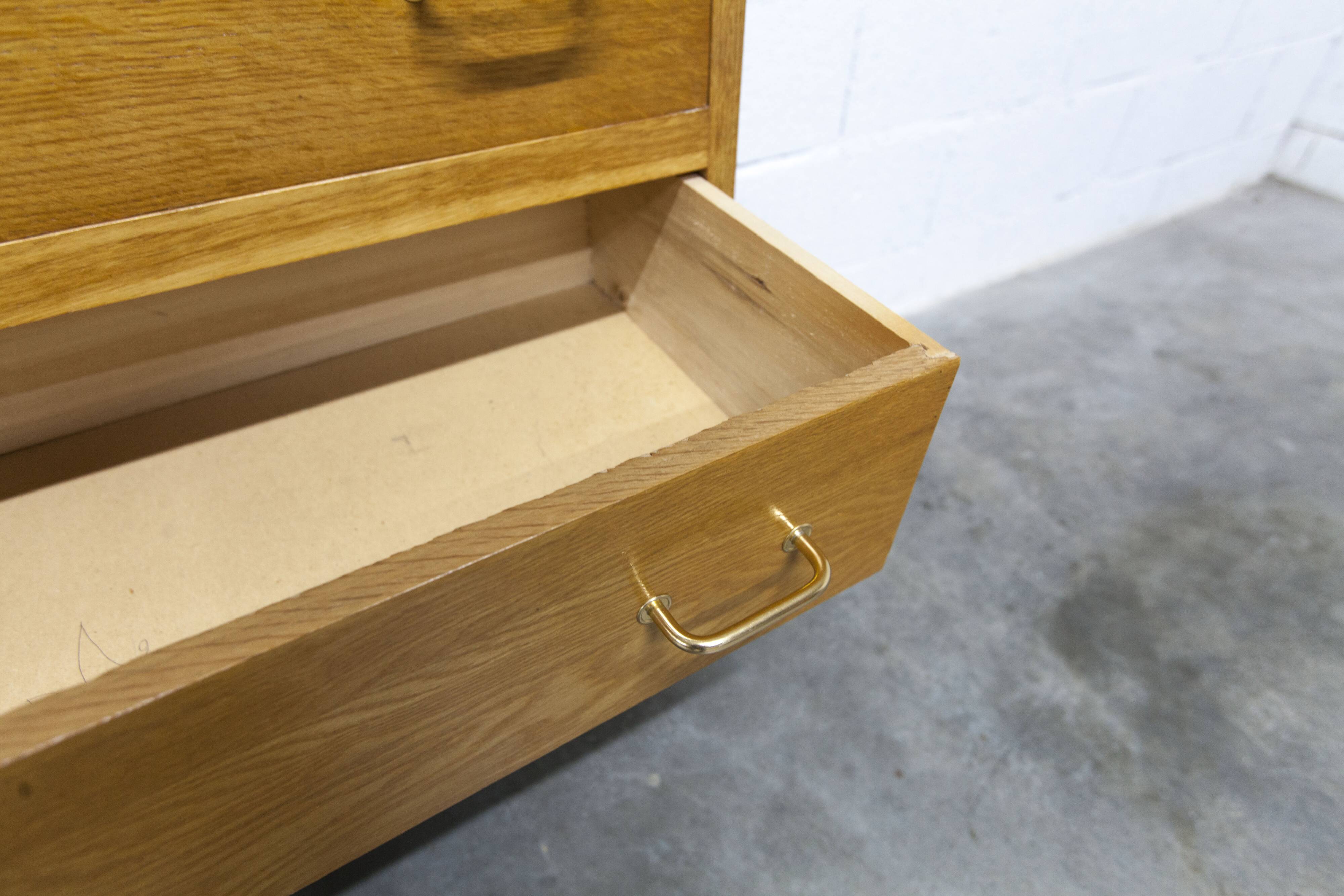 3-drawer chest with splayed legs, 1960s, honey color