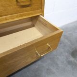 3-drawer chest with splayed legs, 1960s, honey color