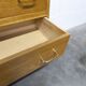 Commode 3 tiroirs pieds compas 1960 couleur miel