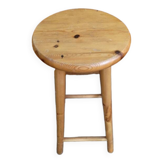 Tabouret haut de bar en bois patiné assise ronde