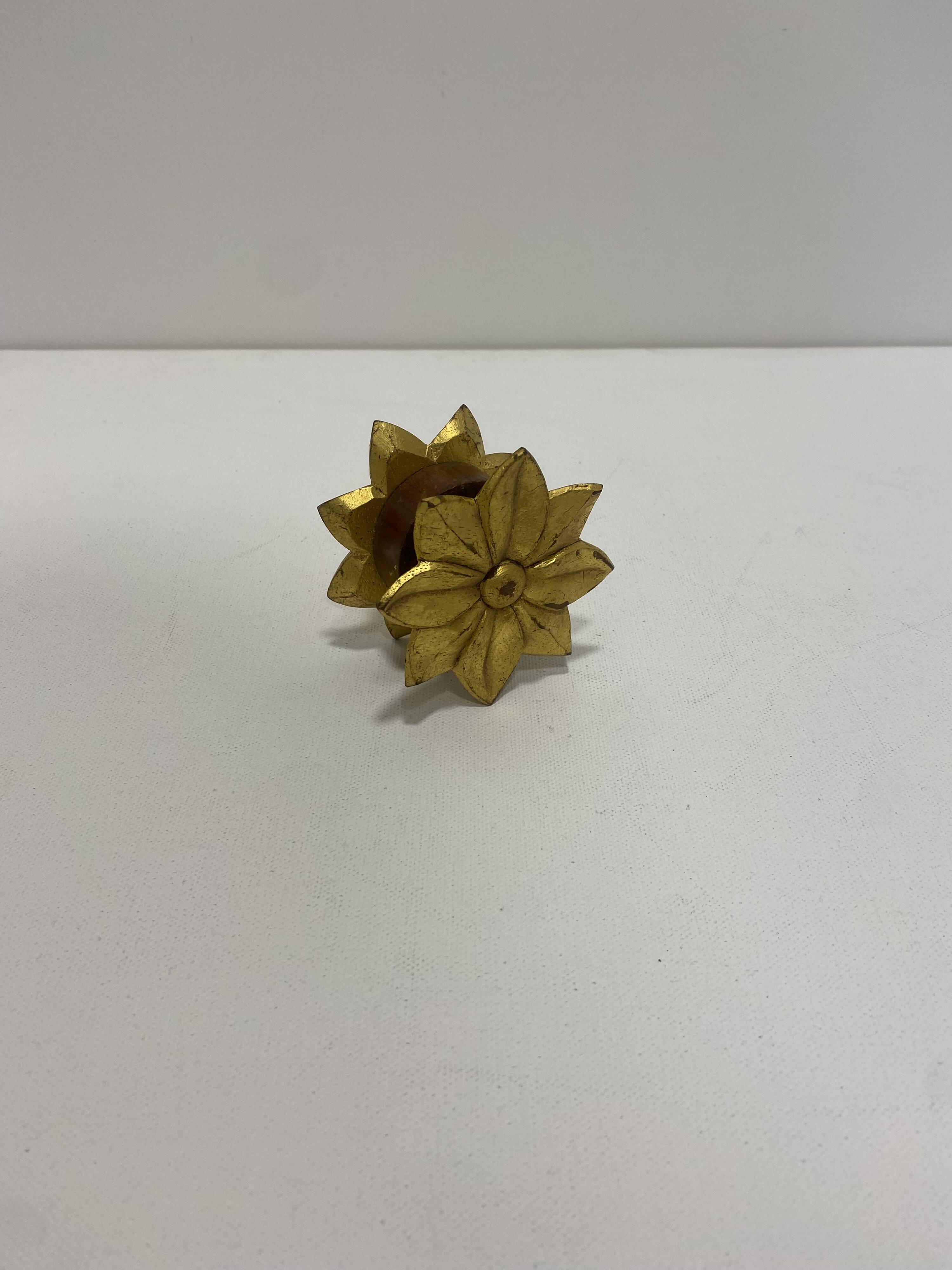 Gold Pair Oak Hand carved Door Handle Pullers Gio Ponti Guglielmo Ulrich