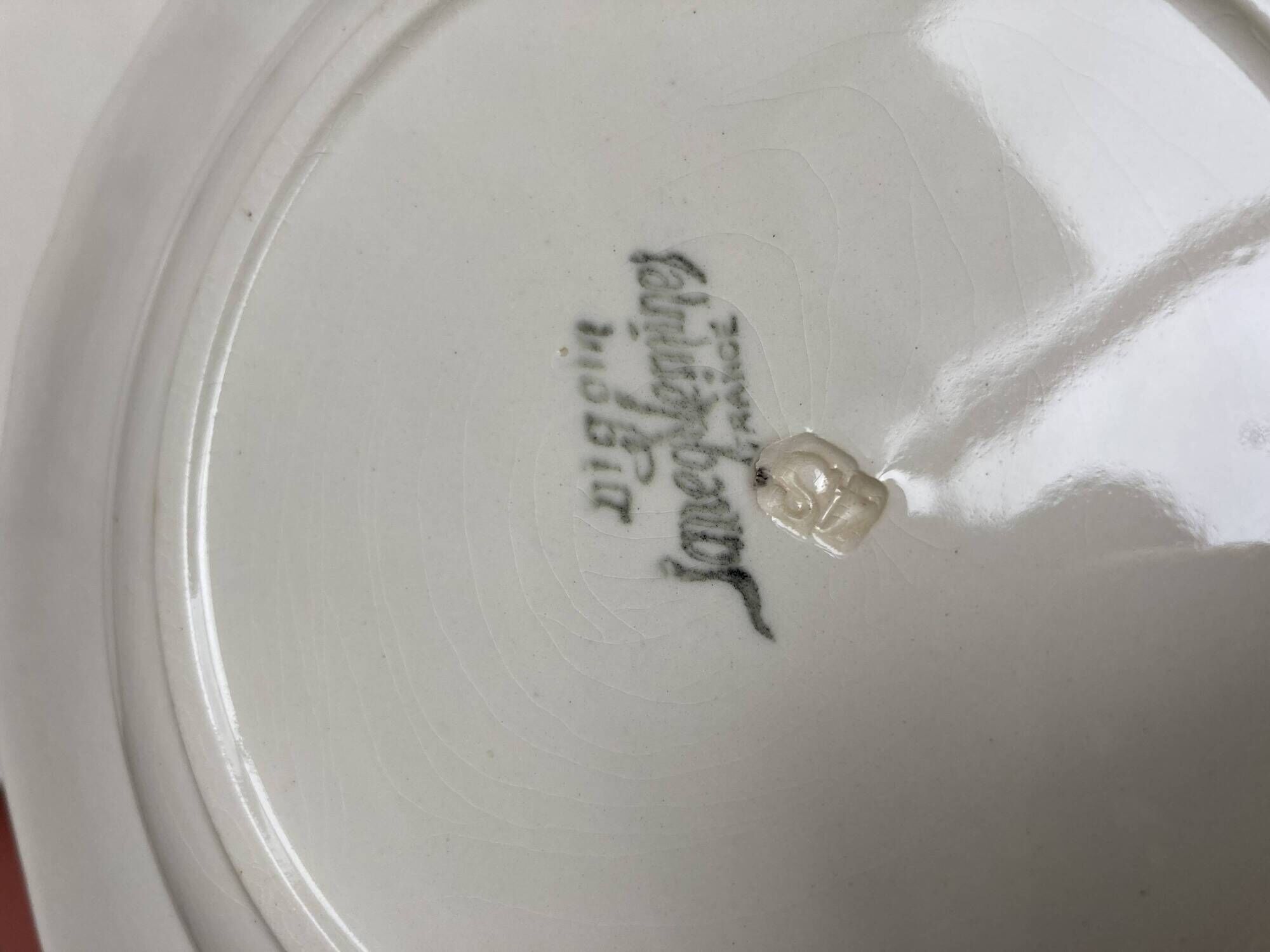 Set of 4 ivory gadroon soup plates Digoin Sarreguemines