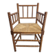 Mid-Century Arts and Craft Oak Bobbin Chair with Rush Seat, 1930s