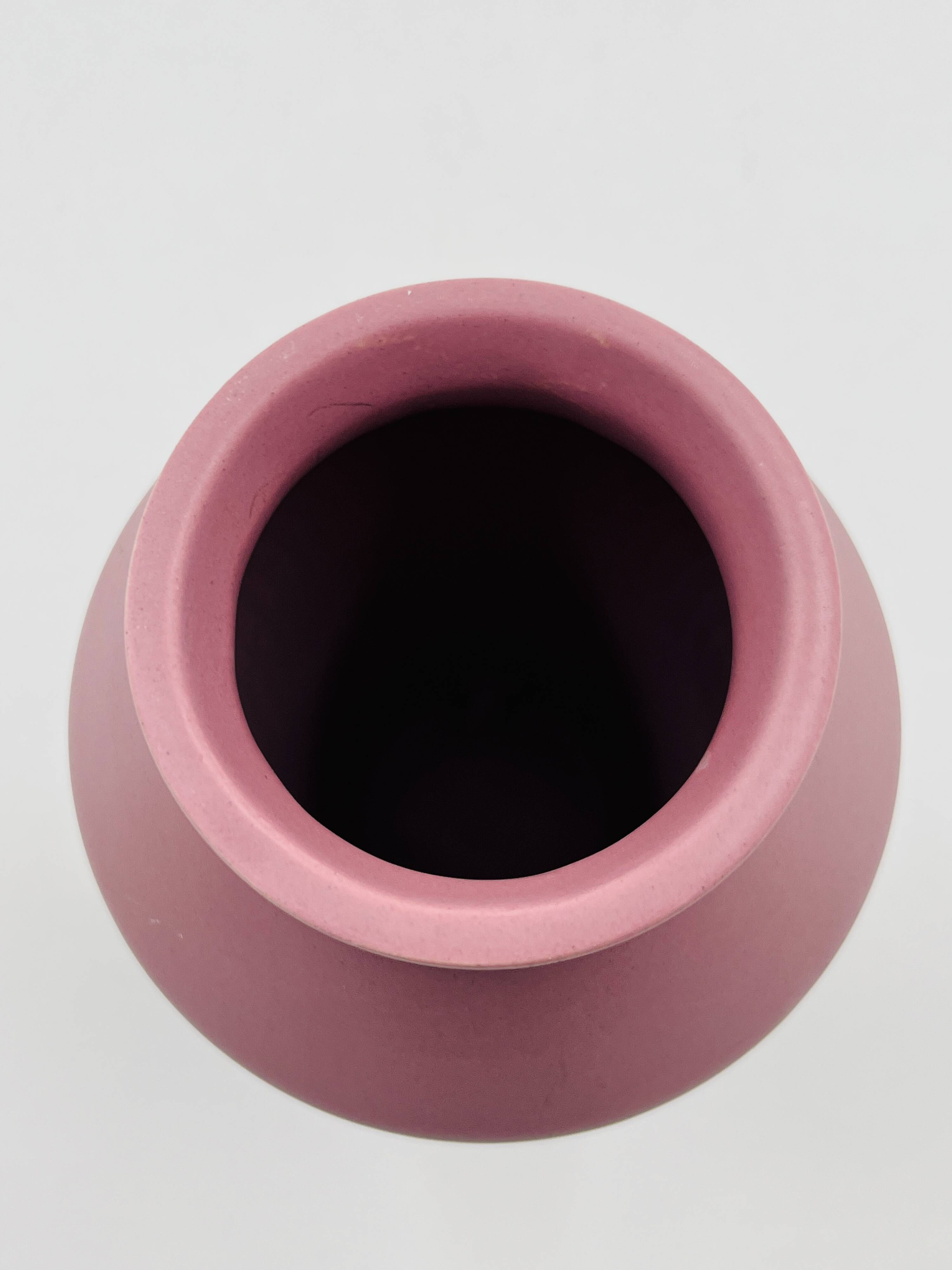 Vintage matte powder pink ceramic vase