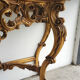 Claude Dalle grande console bois dore plateau marbre signée  Romeo