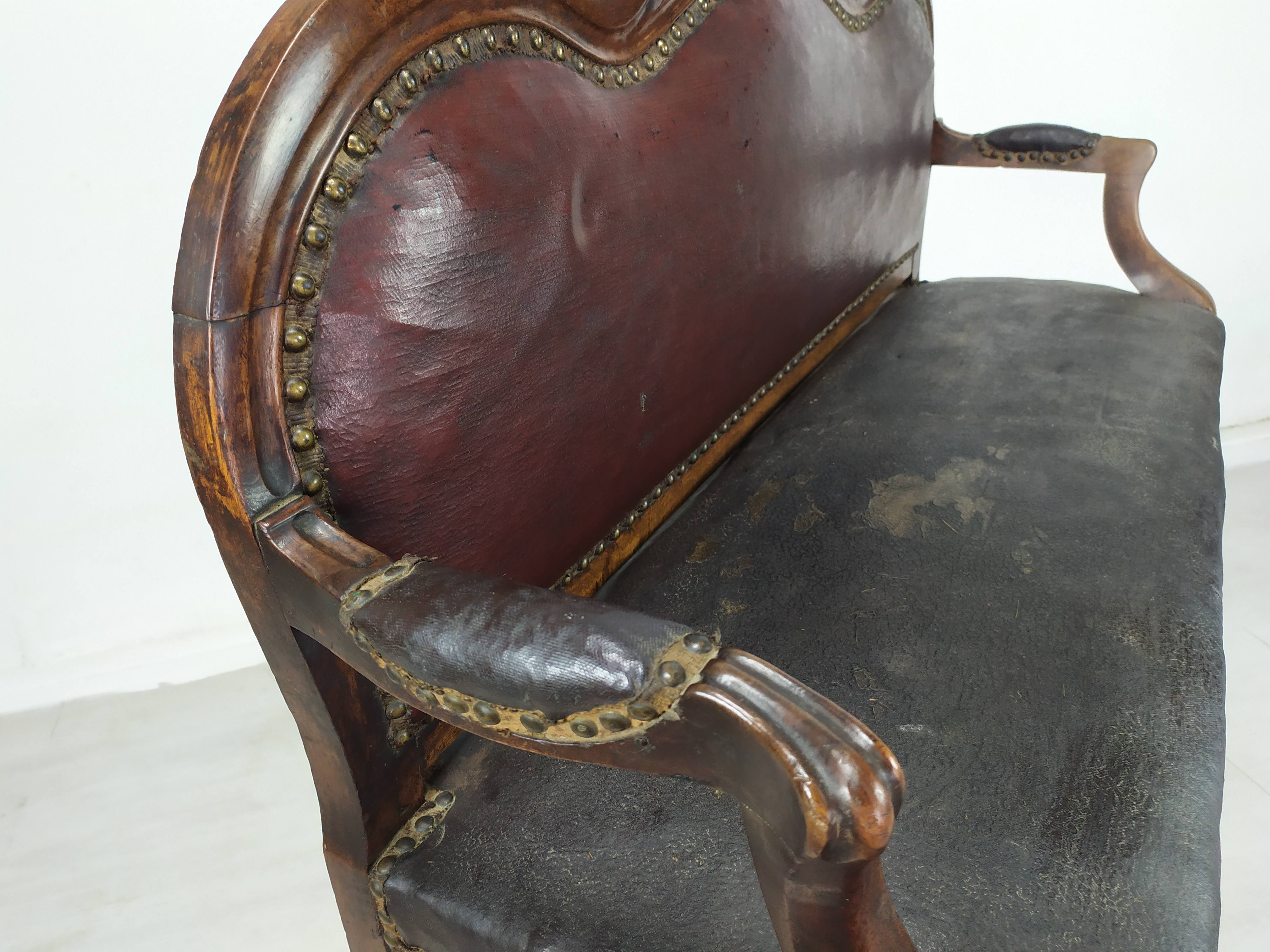 Leather bistro bench