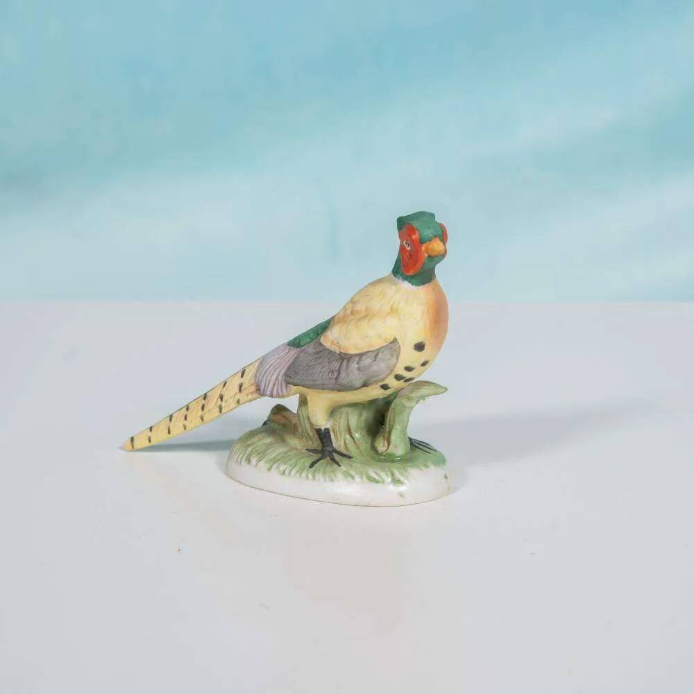 Vintage porcelain pheasant statue, porcelain bird pheasant.