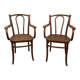 Paire de fauteuils bistrot en bois courbé