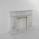 French Carrara marble fire place with Adam and Eve decoration