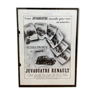 Affiche publicitaire Juvaquatre Renault 18 février 1939