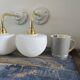 Set of two electrified white opaline wall lamps to nine