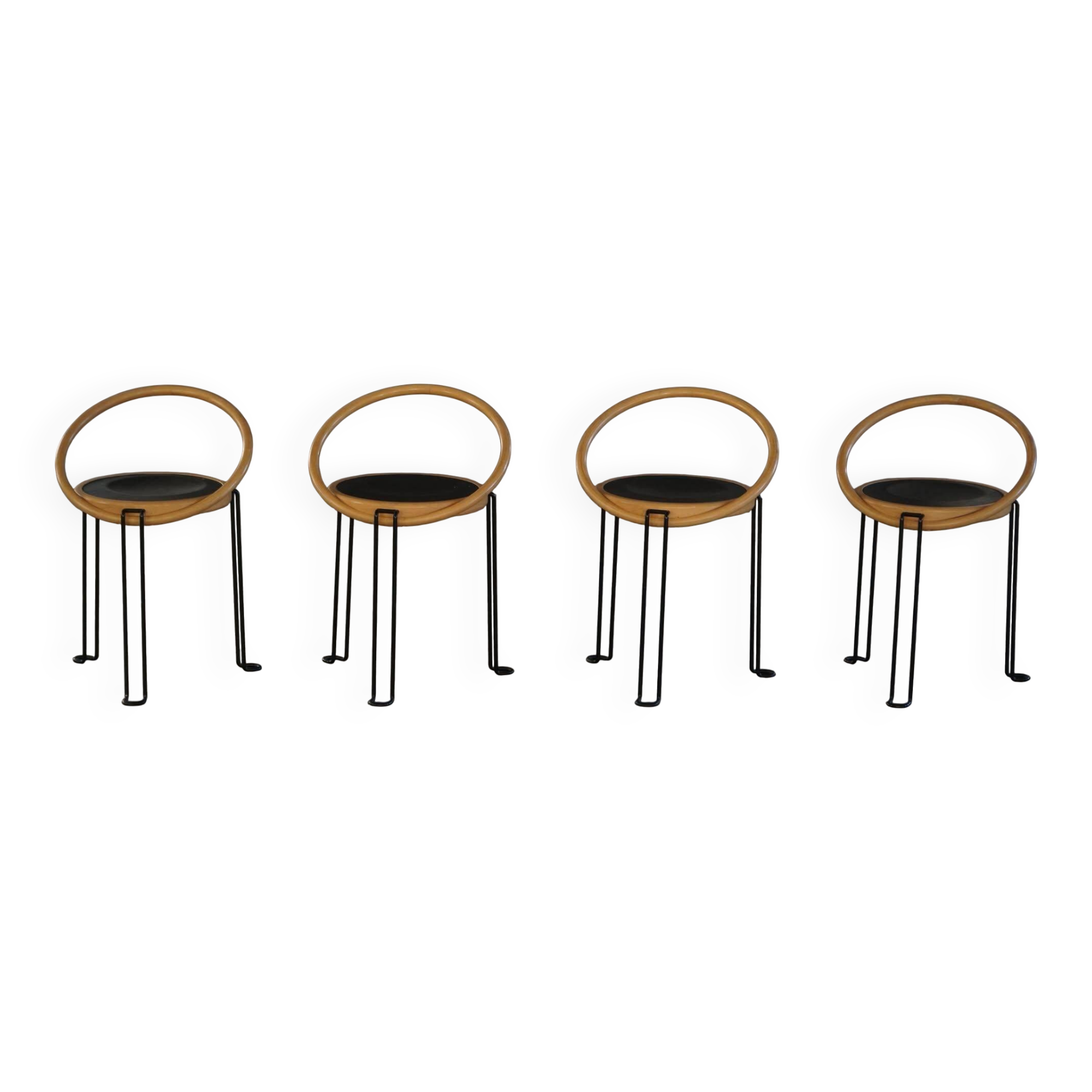 Set of 4 sculptural dining chairs "Oblado" by Børge Lindau, modern Scandinavian, 1980.