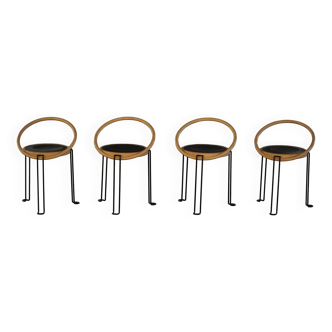 Set of 4 sculptural dining chairs "Oblado" by Børge Lindau, modern Scandinavian, 1980.