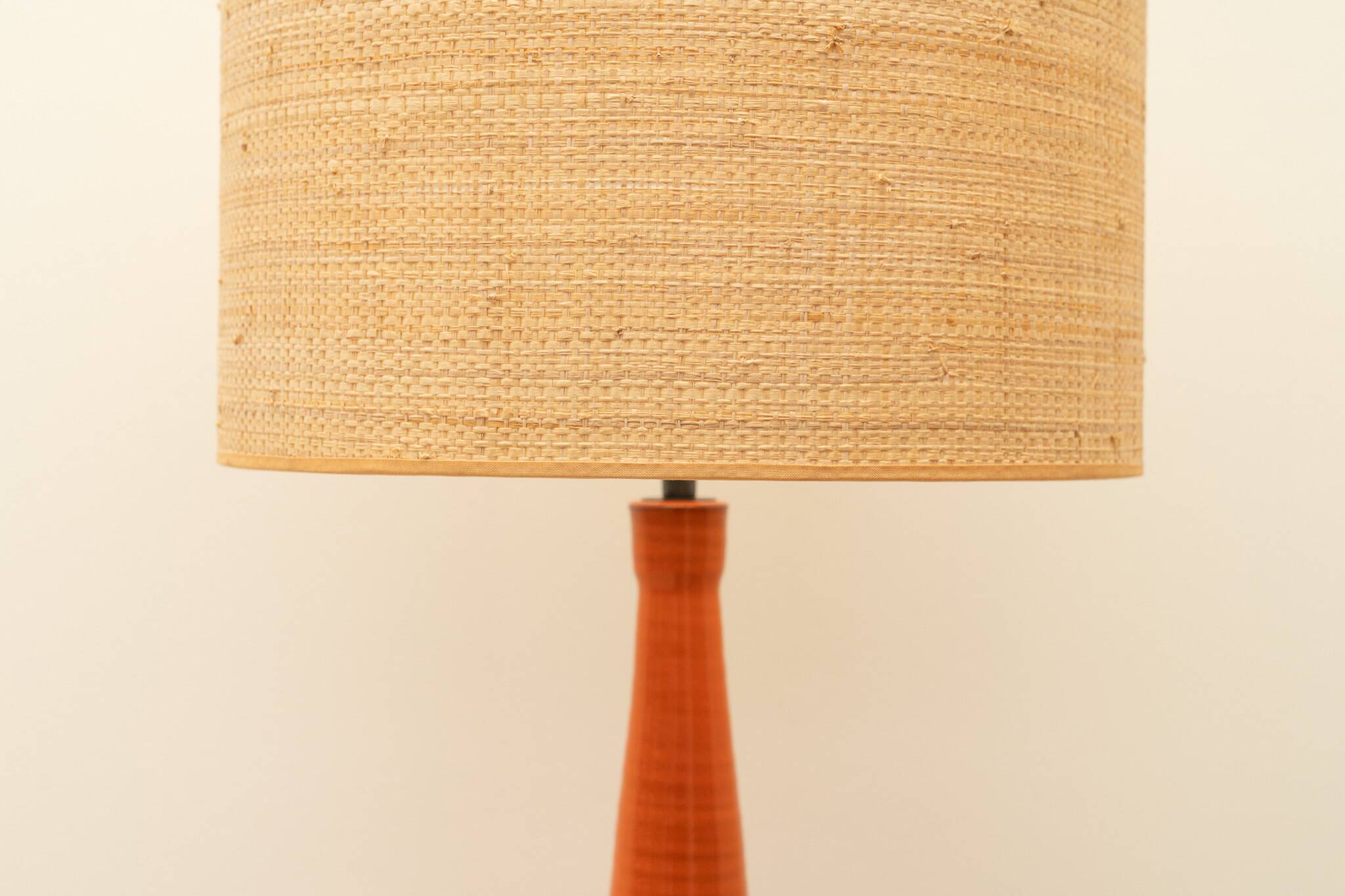Orange ceramic table lamp, France 1970s