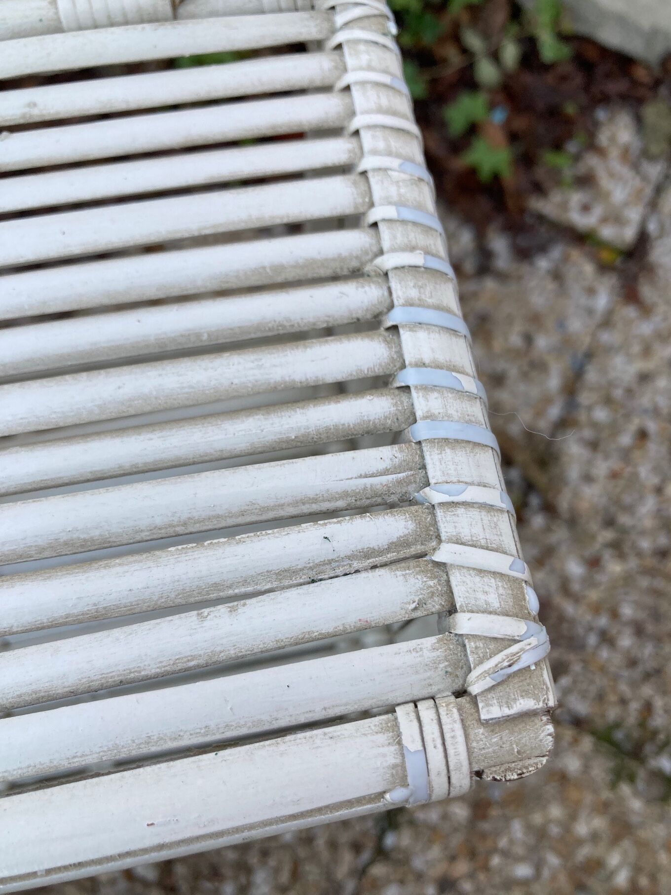 Vintage white rattan wall shelf