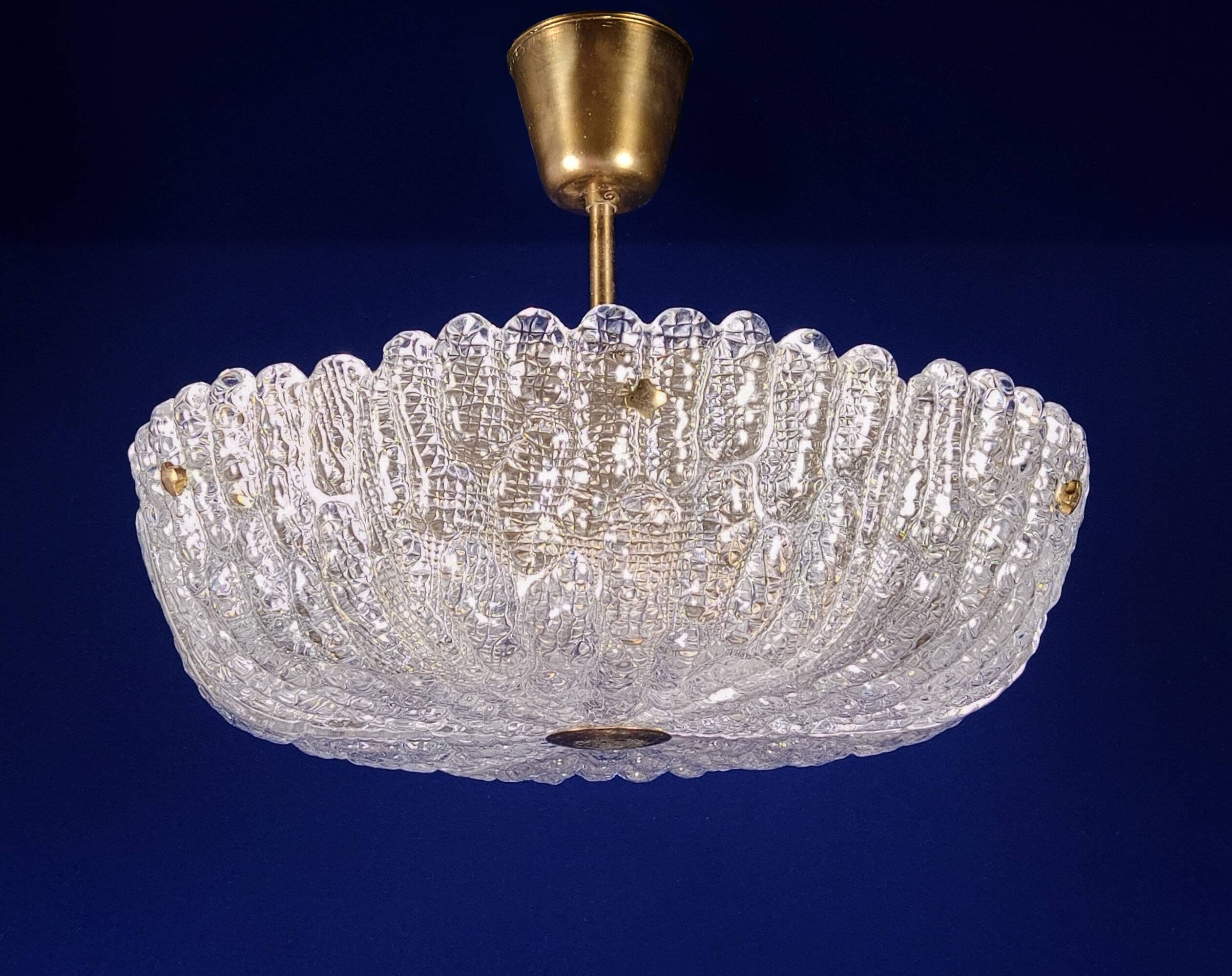 1960s Orrefors Carl Fagerlund Brass & Crystal ‘Embassy’ Pendant Lamp