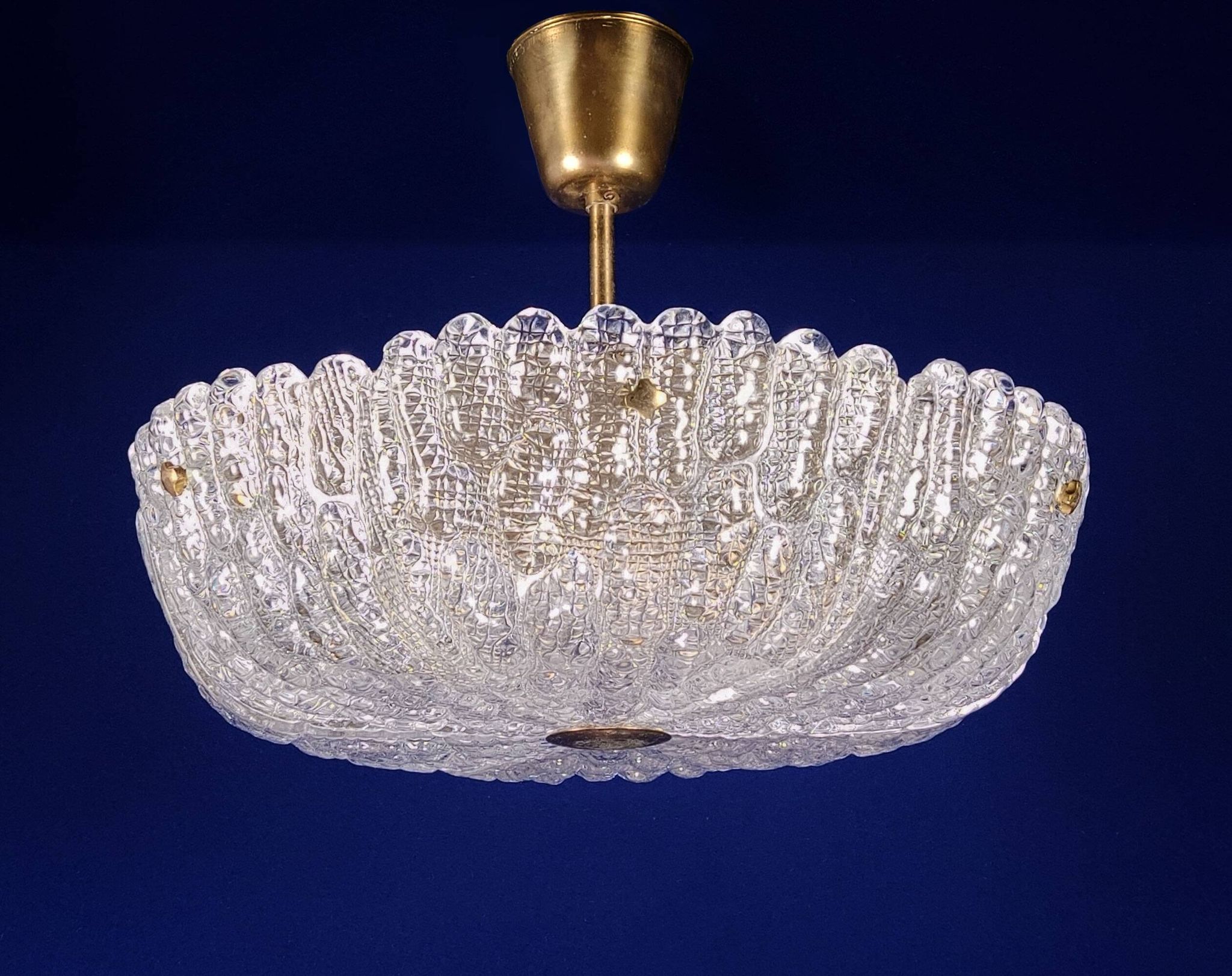 1960s Orrefors Carl Fagerlund Brass & Crystal ‘Embassy’ Pendant Lamp