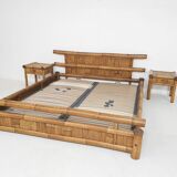 Bamboo two person bed 180 x 210 cm with night stands