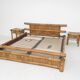 Lit 2 places en bambou et tables de nuit assorties