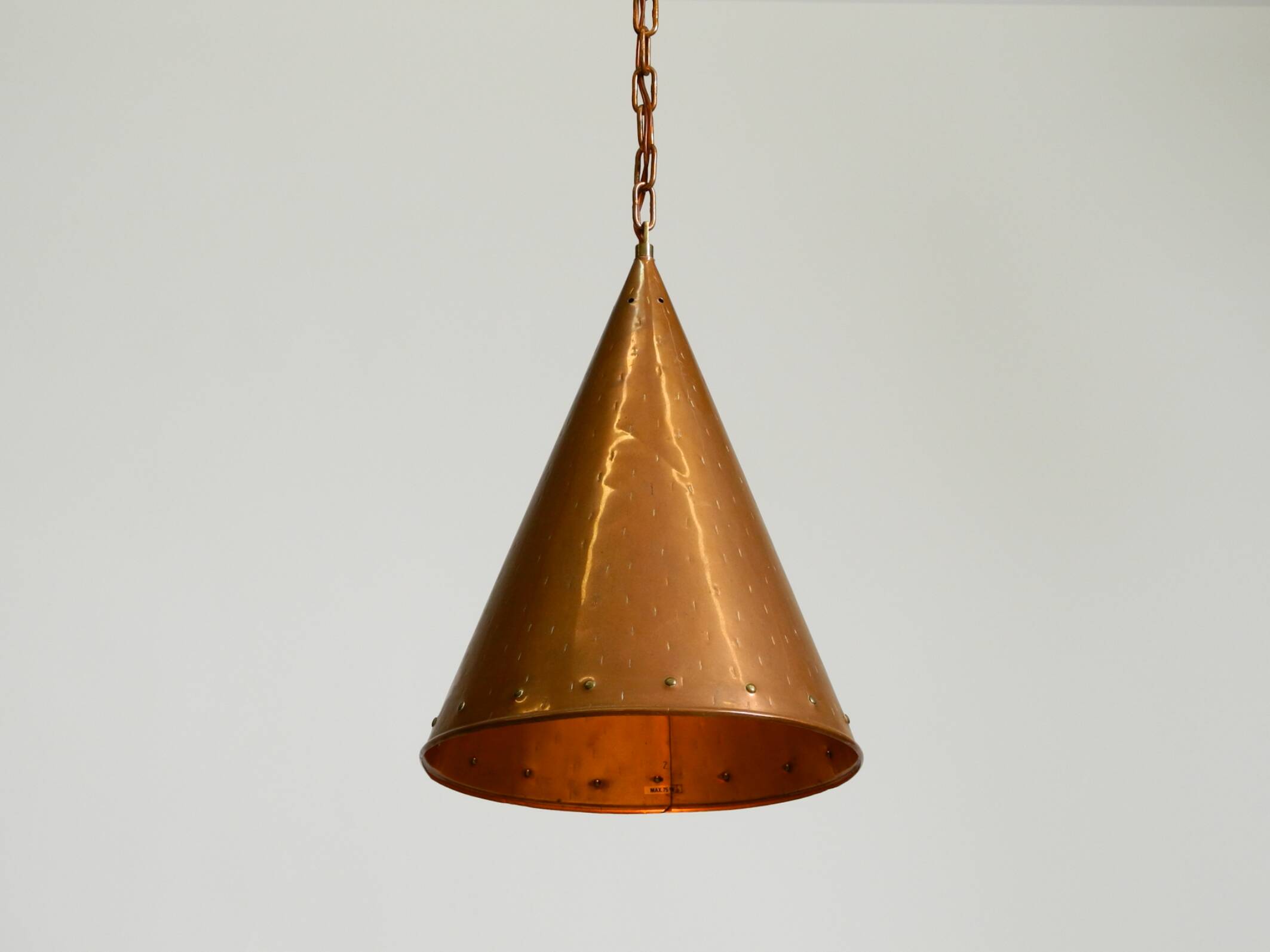1960s cone pendant lamp in copper by th. valentiner copenhagen denmark
