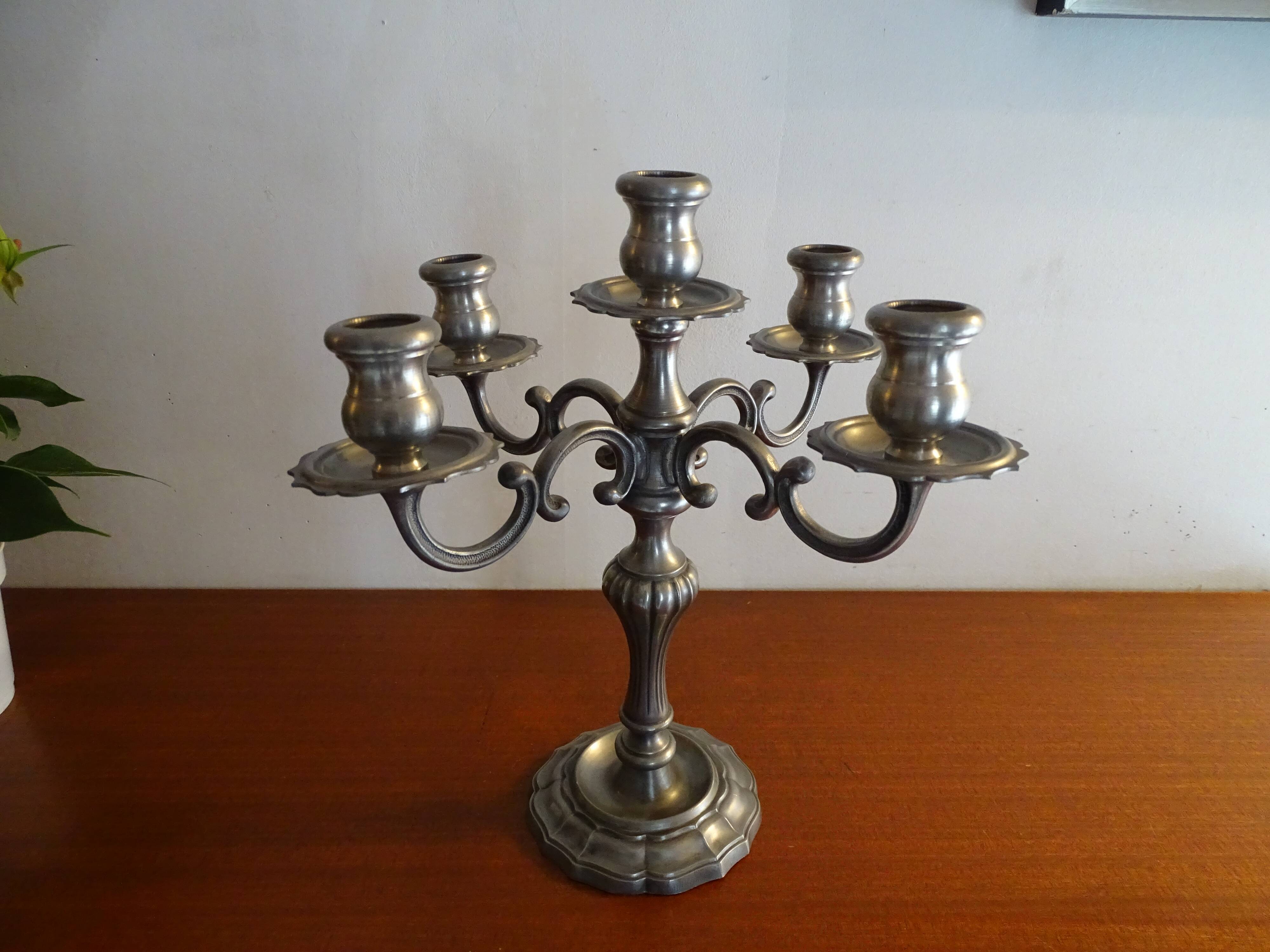 Candlestick 5 branches pewter Peltro signed