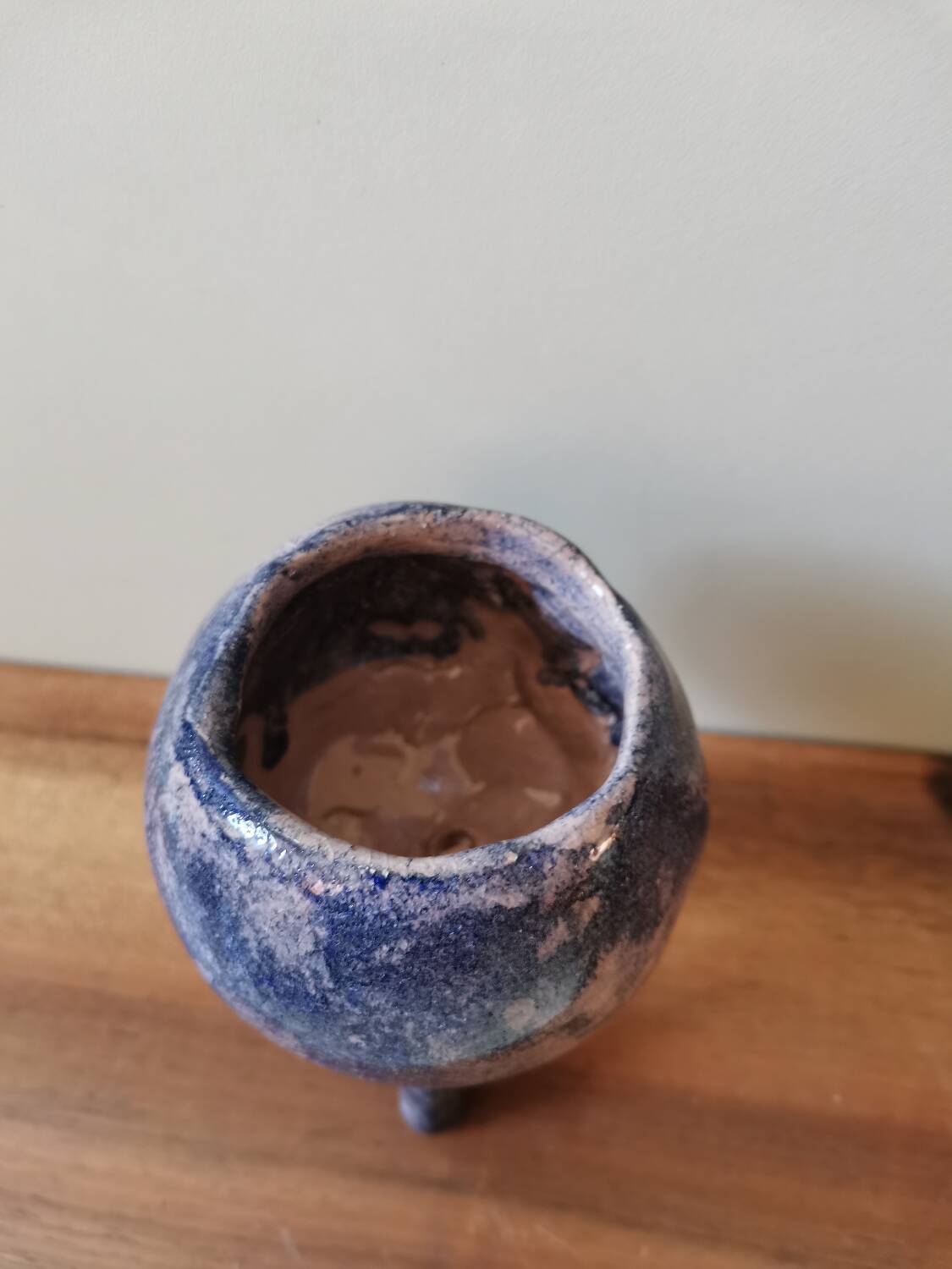 Pot for flower plants tripod artisanal ceramic vintage style design